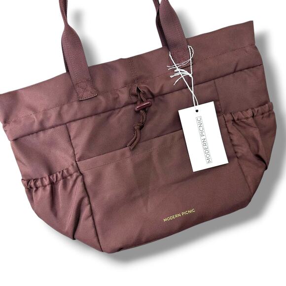 Modern Picnic NWT Dark Brown Insulated Polyester Lightweight Chic Tote Lunch Bag - Picture 7 of 13